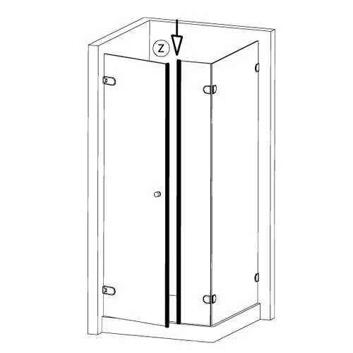 Senkrecht - Selbstklebende Dusch-Magnetdichtung 180° Winkel| 8 – 12 mm Glasstärke | Farbe: transparent