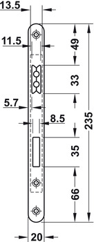 Magnet-Einsteckschloss für Drehtüren | Schloss: Bad/WC | Dornmaß: 55 mm
