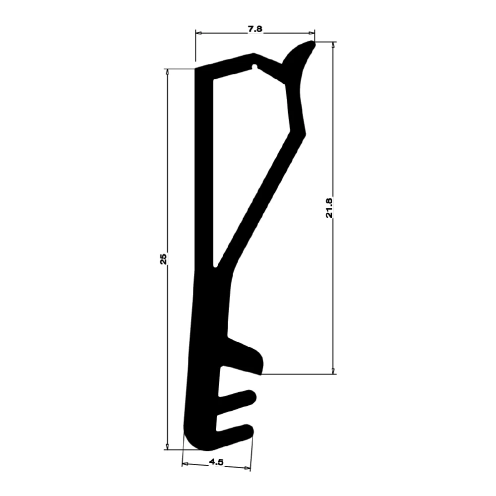 Flügelfalzdichtung für Holzelemente | 22 mm Falzhöhe | Farbe: schwarz