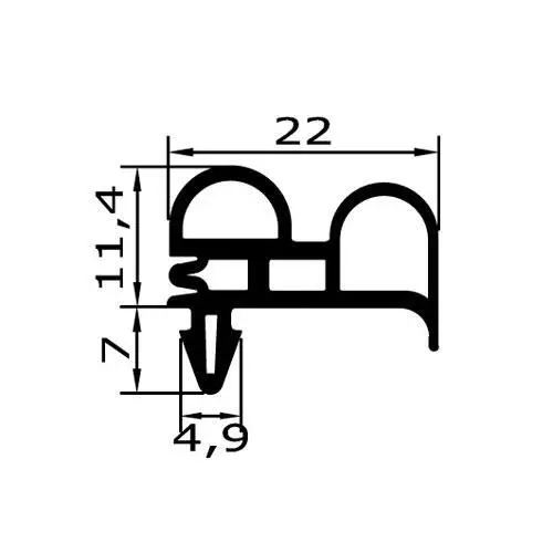 Kühlschrankdichtungen - Kühlschrankdichtungsrahmen | Höhe: 18,4 mm | Farbe: grau