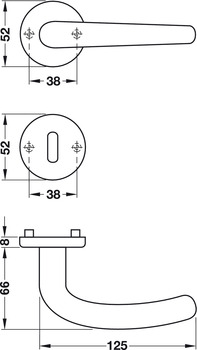 Türdrücker-Garnitur für WC/Badezimmer | Hoppe Denver E1310Z/42KV/42KVS | Farbe: silber