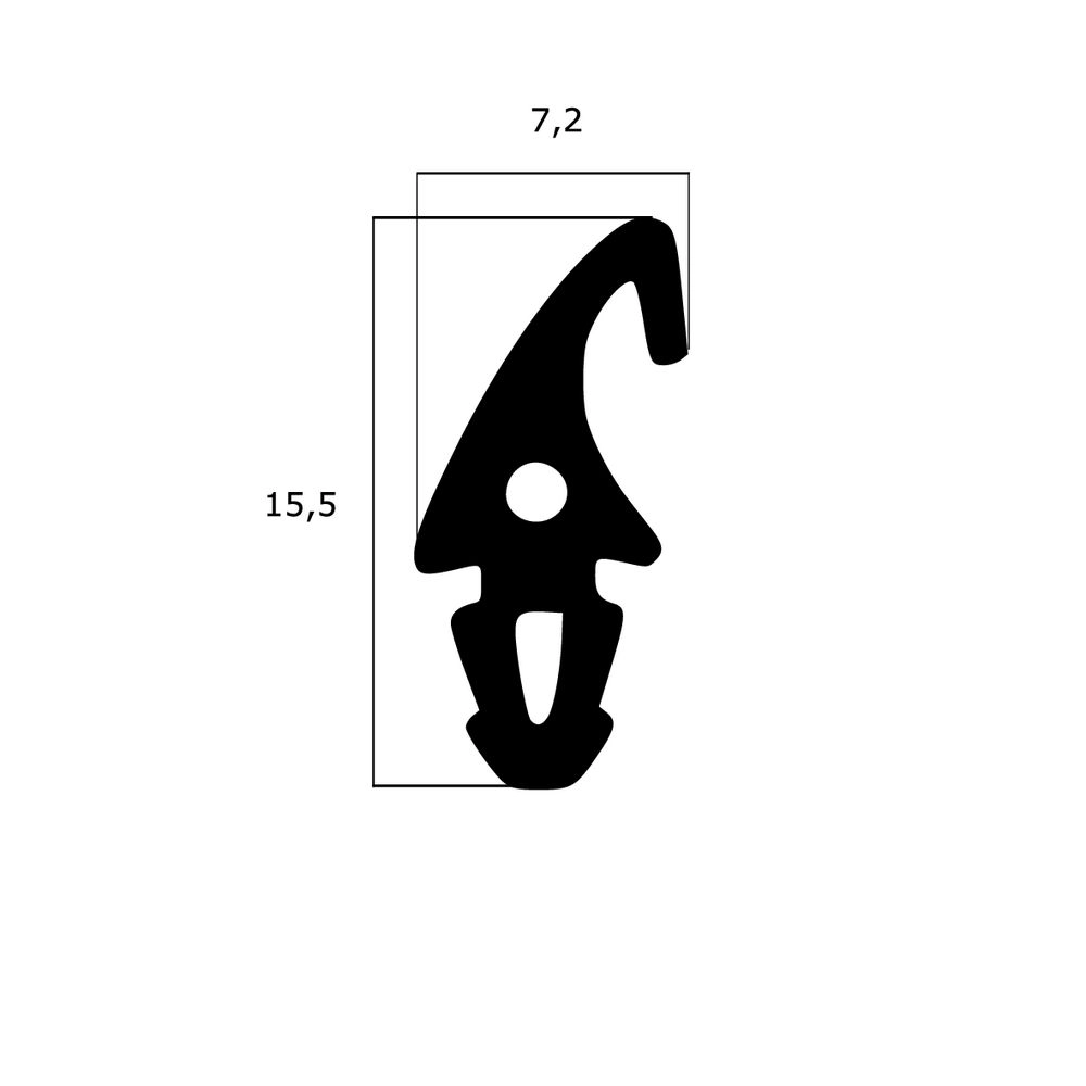 Türrahmen Dichtung - Mitteldichtung für Metall- und Alufenster | 15,5 mm Höhe | Farbe: schwarz