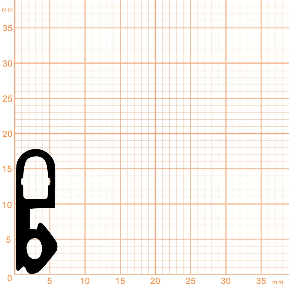 Anschlagdichtung für seitlichen Anschlag | 6 mm Nutbreite |  Farbe: schwarz