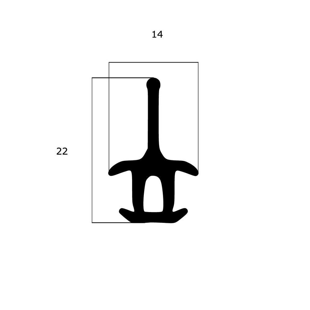 Türrahmen Dichtung - Mitteldichtung für Metall- und Alufenster | 22 mm Höhe | Farbe: schwarz