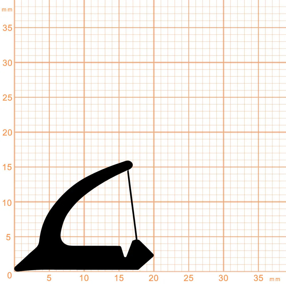 Lippendichtungen - Anschlagdichtung mit Lippe und glattem Fuß | 16 mm Höhe | Farbe: grau 