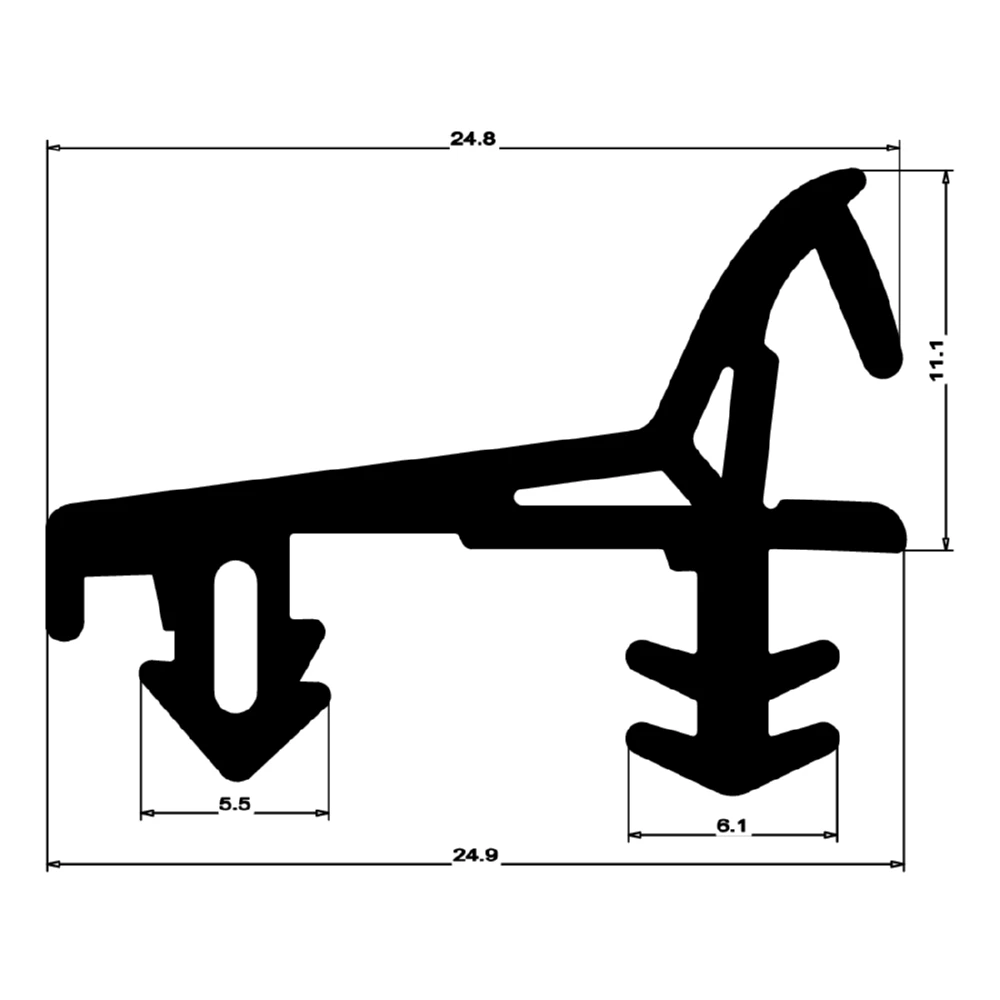 Mitteldichtung für Holz-Alu-Fenster | 19 mm Höhe | Farbe: schwarz