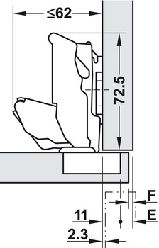 Topfplatte für Blum Clip Top | Modell: 71T7550 | Anschlag: Eckanschlag