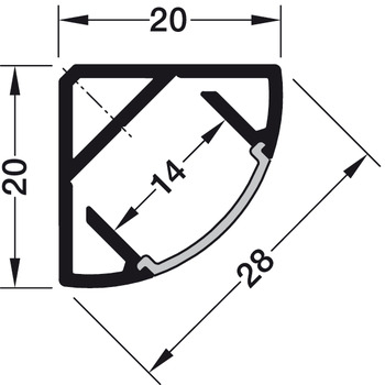 Eckprofil von Häfele Loox | Modell: 2195 | Länge: 2500 mm