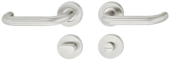 Türdrücker-Garnitur für WC/Badezimmer | Modell: U-Form | Farbe: silber