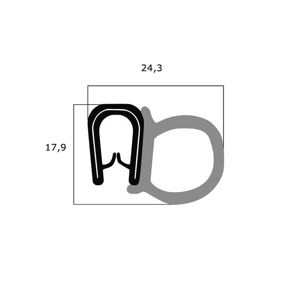 Kantenschutz Dichtprofile - Kantenschutzprofil | Klemmbereich: 2-4 mm | Farbe: schwarz
