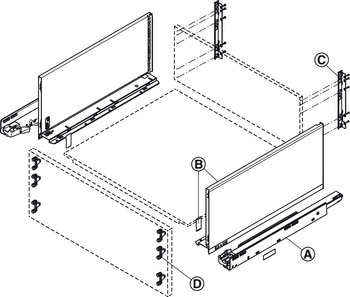 Schubkästen - Schubkasten-Garnitur für Legrabox | Ausführung: Korpusschiene Blumotion S | Zargenhöhe: 240 mm