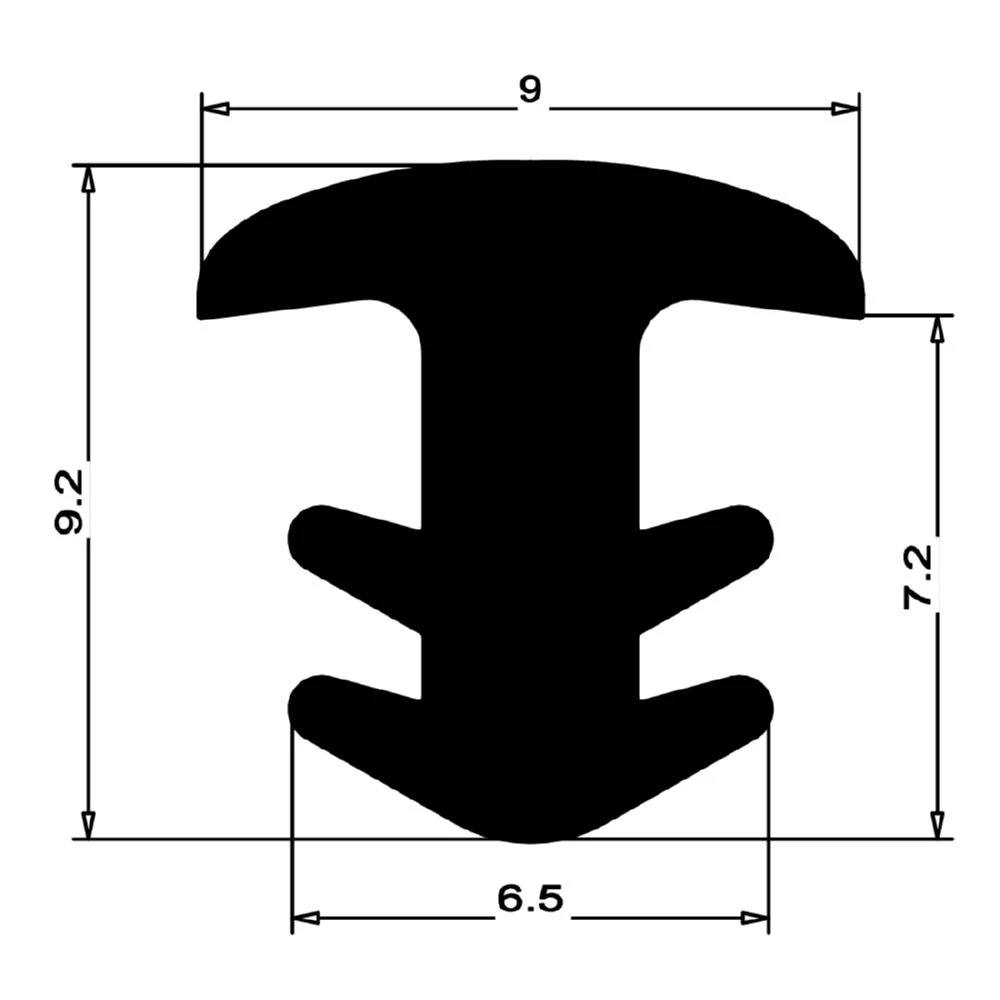 Treppenstufendichtung | Höhe: 9 mm | Farbe: schwarz