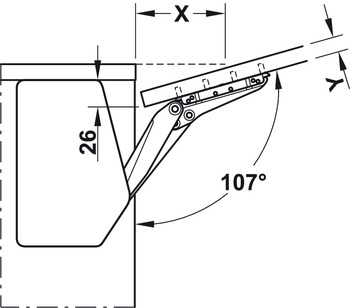 Häfele Hochklappbeschlag Free flap 3.15 | Modell E | Farbe: grau