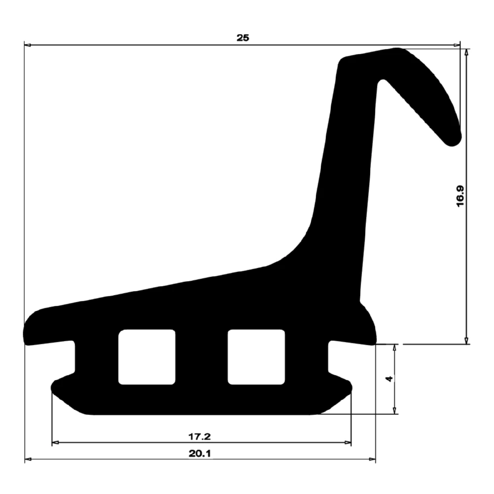 Mitteldichtung für Metall- und Alufenster | 22 mm Höhe | Farbe: schwarz