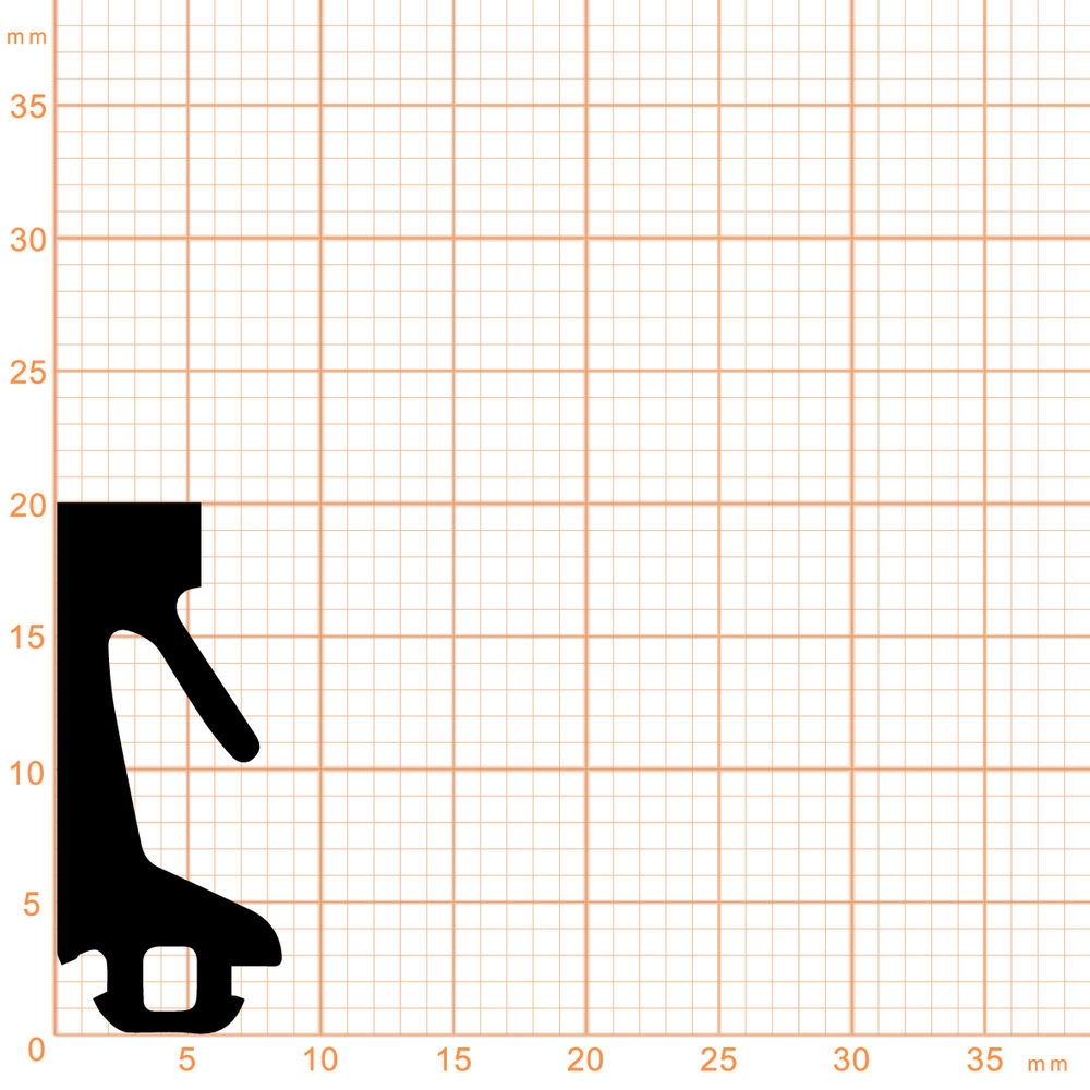 Türrahmen Dichtung - Mitteldichtung für Heroal Fenster | 20 mm Höhe | Farbe: schwarz