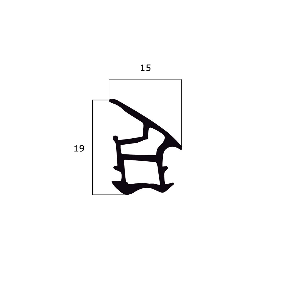 Türrahmen Dichtung - Stahlzargendichtung für Stahlzargen | 19 mm Höhe | Farbe: schwarz