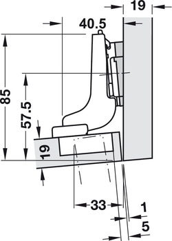 Scharniere - Topfplatte für Blum Clip Top Blumotion | Modell: 71B9650 | Anschlag: Mittelanschlag