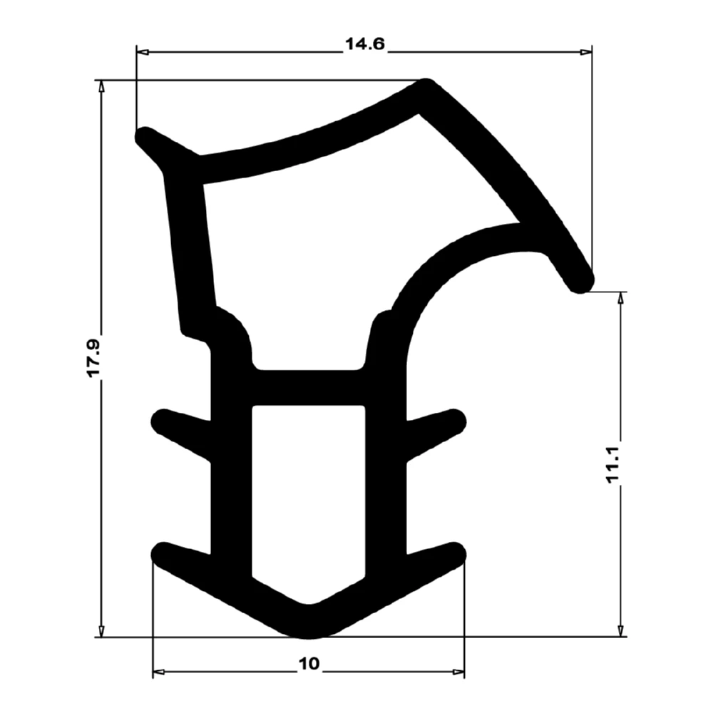 Stahlzargendichtung für Stahltüren | 15,5 mm Höhe | Farbe: grau
