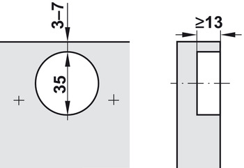 Scharniere - Topfplatte für Blum Clip Top Blumotion | Modell: 71B3650 | Anschlag: Mittel-/Zwillingsanschlag