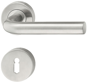 Türdrücker-Garnitur mit Buntbart | Modell: L-Form | Farbe: silber