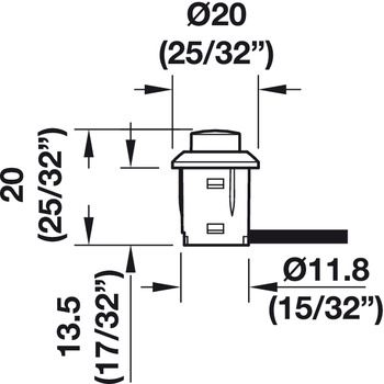 Beleuchtung - Druckschalter von Häfele Loox | Kabellänge: 2000 mm | Farbe: silber