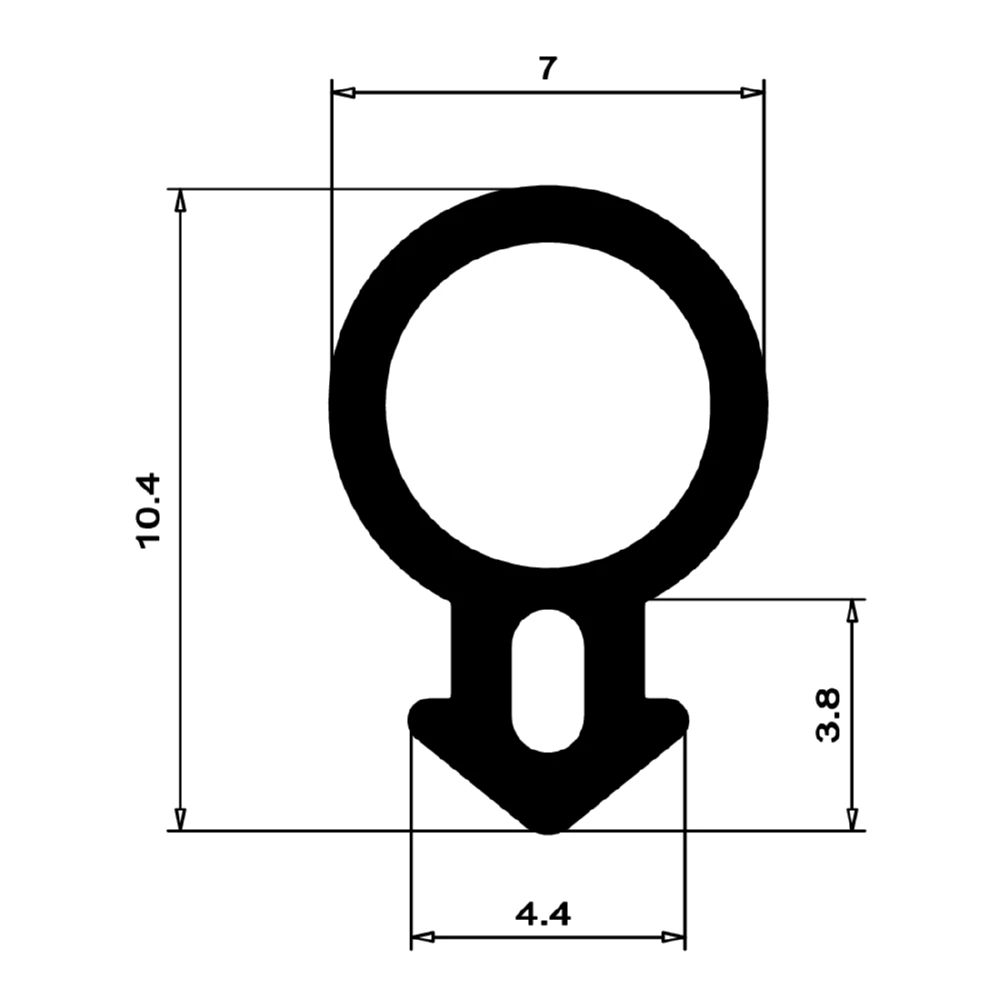 Anschlagdichtung mit Schlauch | 10 mm Höhe | Farbe: schwarz