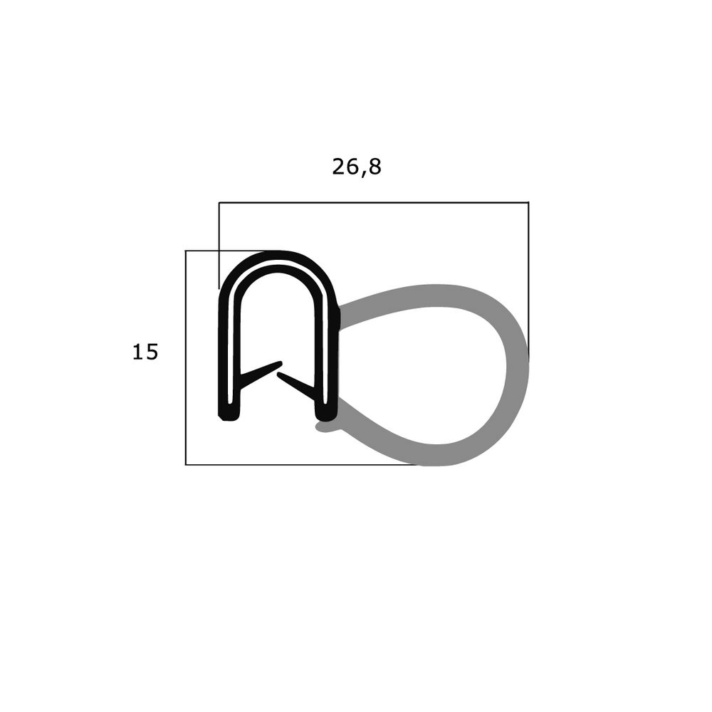 Kantenschutz Dichtprofile - Kantenschutzprofil | Klemmbereich: 1-3,5 mm | Farbe: schwarz