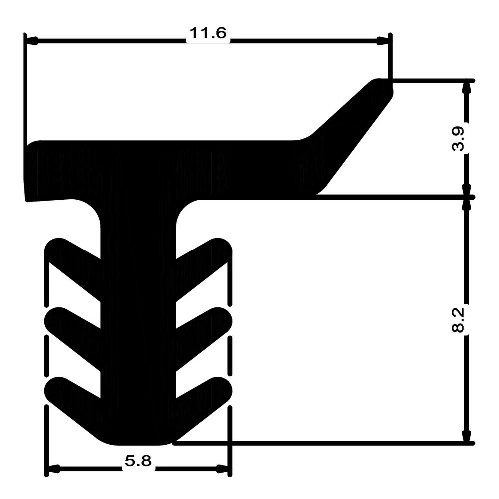 Stahlzargendichtung für Stahlrahmen | 13 mm Höhe | Farbe: schwarz
