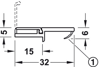 Schließsysteme - Schlagleiste für zweiflügelige Schränke | Länge: 2500 mm | Breite: 32 mm