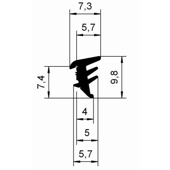 Verglasungsdichtung für Fenster | 9,8 mm Höhe | Farbe: schwarz