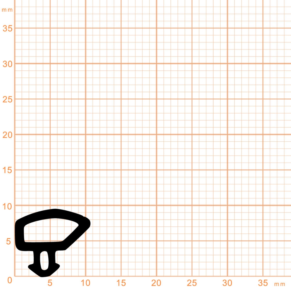 Lippendichtungen - Anschlagdichtung mit Schlauch für WERU | 9,5 mm Höhe | Farbe: schwarz
