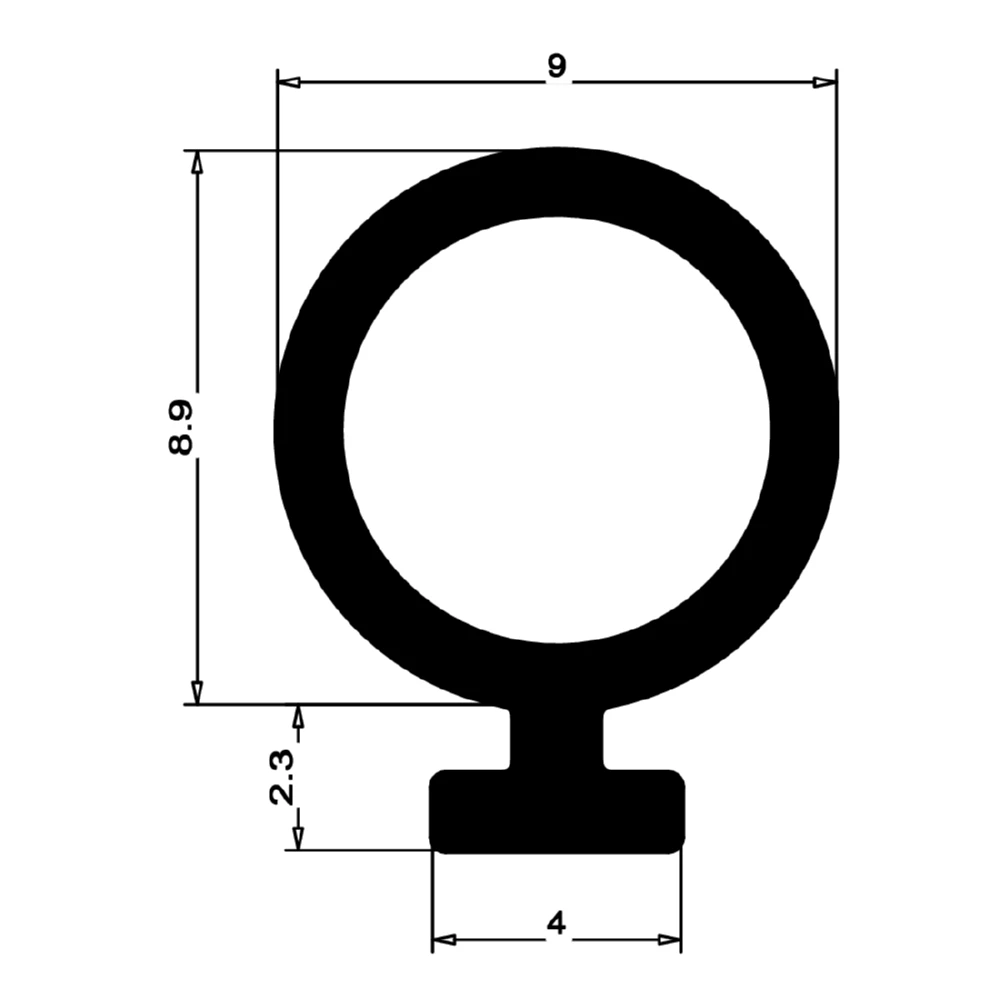 Schlauchdichtungen - Anschlagdichtung mit Schlauch | 11 mm Höhe | Farbe: schwarz 