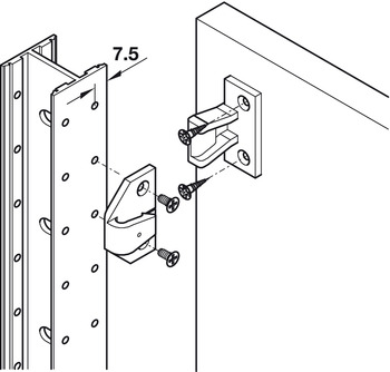 Verbinder & Bodenträger - Plattenteil von Häfele | Modell: Keku AS | Bohrabstand: 32 mm