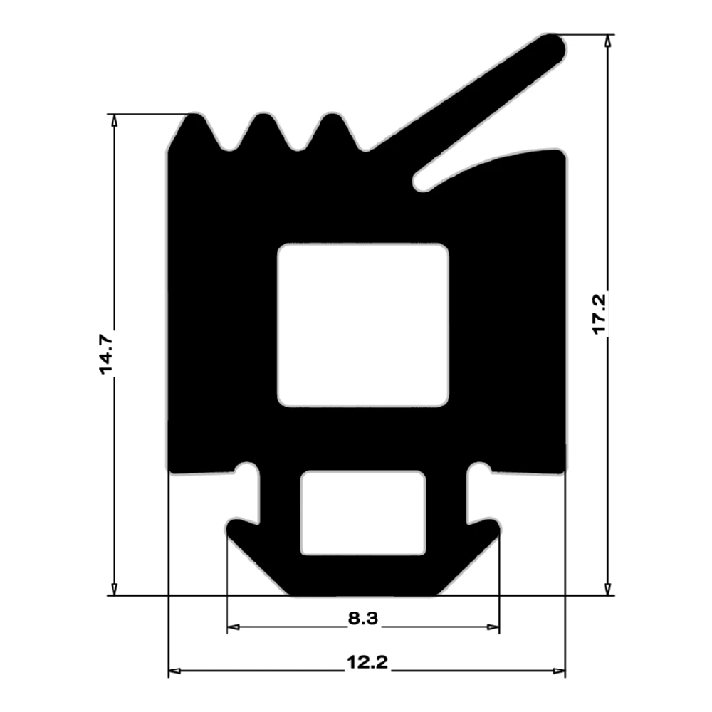 Verglasungsdichtung für Fenster | 17 mm Breite | Farbe: schwarz