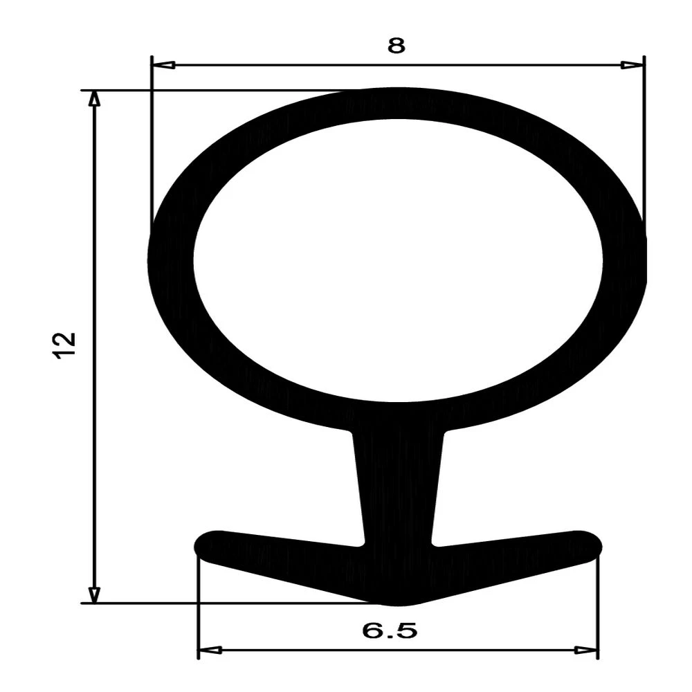 Anschlagdichtung mit Schlauch | 12 mm Höhe | Farbe: schwarz