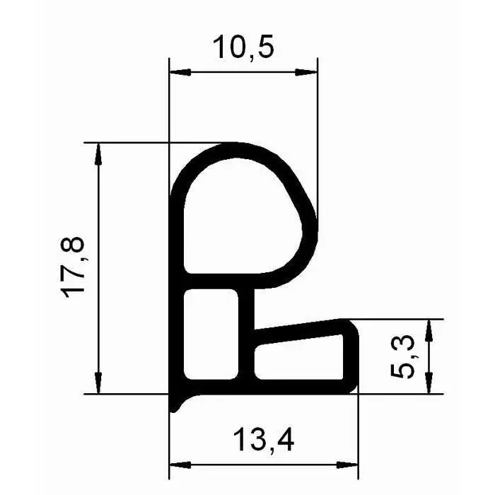 Türrahmen Dichtung - Stahlzargendichtung für Stahltüren | 17,8 mm Höhe | Farbe: schwarz
