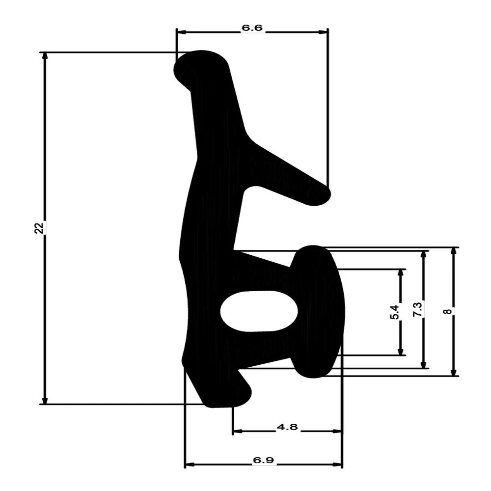 Anschlagdichtung für Fenster mit seitlichem Anschlag | 23 mm Höhe | Farbe: schwarz