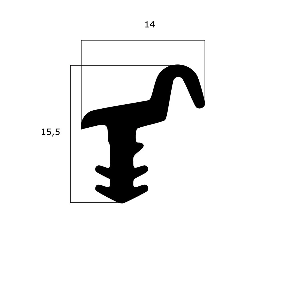 Türrahmen Dichtung - Feuerschutzdichtung für RP Stahl Profile | 15,5 mm Höhe | Farbe: schwarz