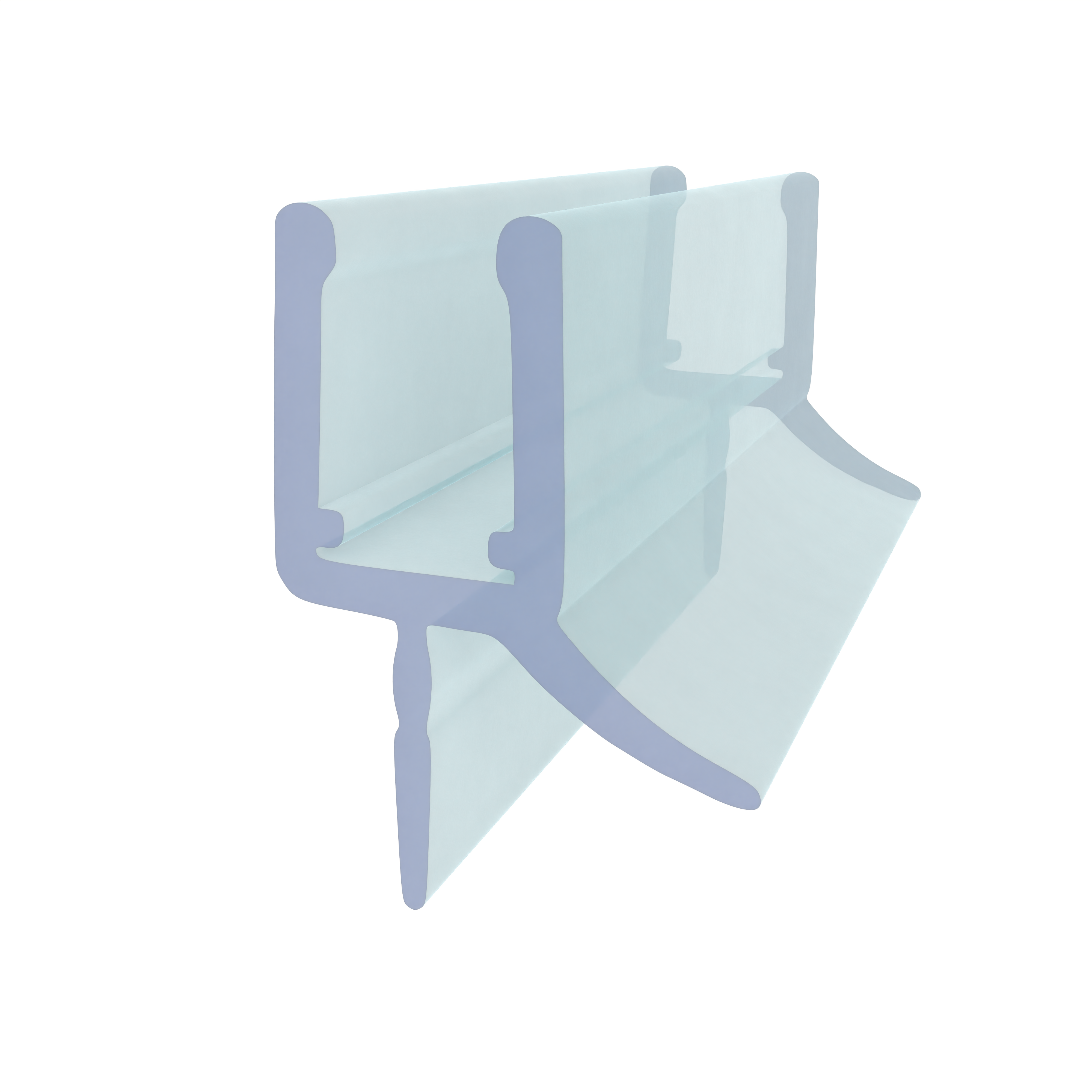 Waagrecht - Dusch-Wasserabweisprofil mit 135° Lippe | 5 mm Glasstärke | Farbe: transparent