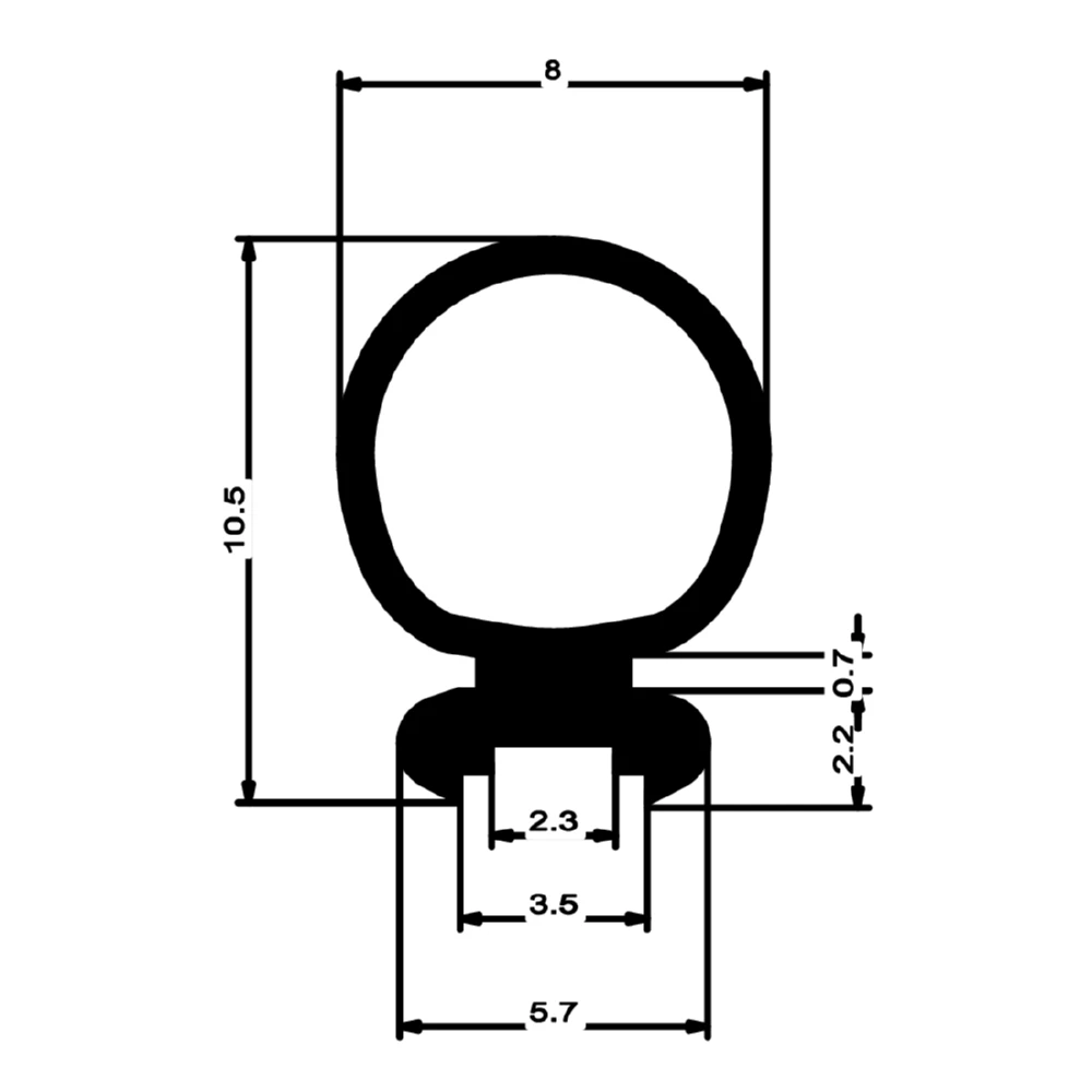 Anschlagdichtung mit Schlauch | 11 mm Höhe | Farbe: grau
