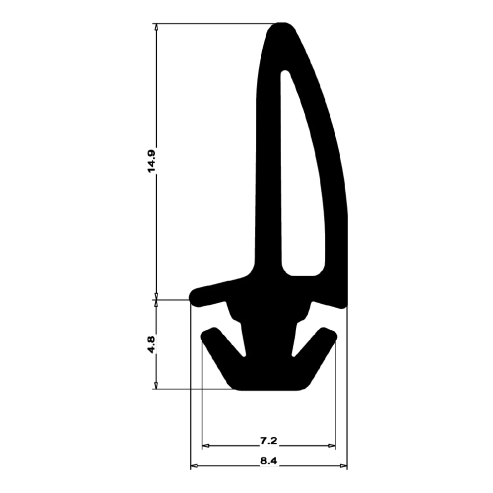 Mitteldichtung für Metall- und Alufenster | 21 mm Höhe | Farbe: schwarz