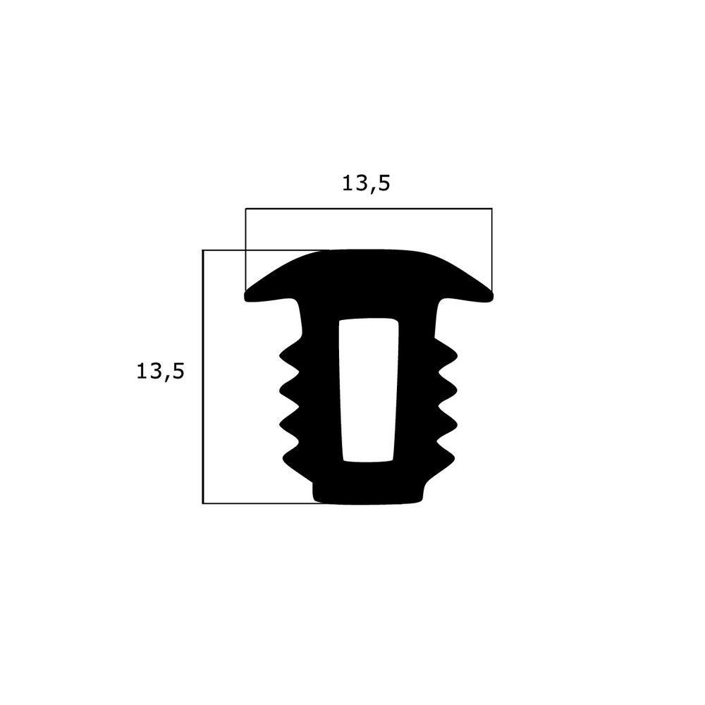 Schiffsdielen- und Füllerprofile - Treppenstufendichtung | Höhe: 13,5 mm | Farbe: schwarz