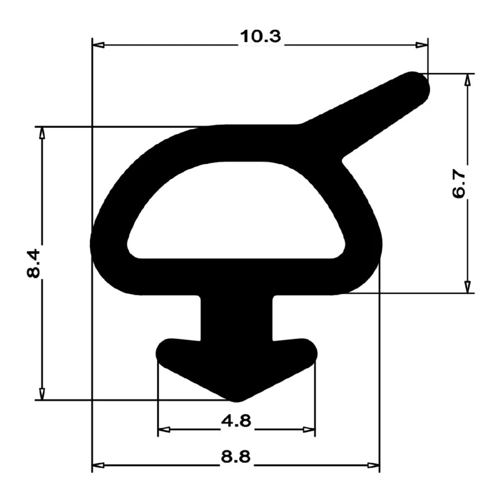 Anschlagdichtung mit Schlauch | 11 mm Höhe | Farbe: schwarz