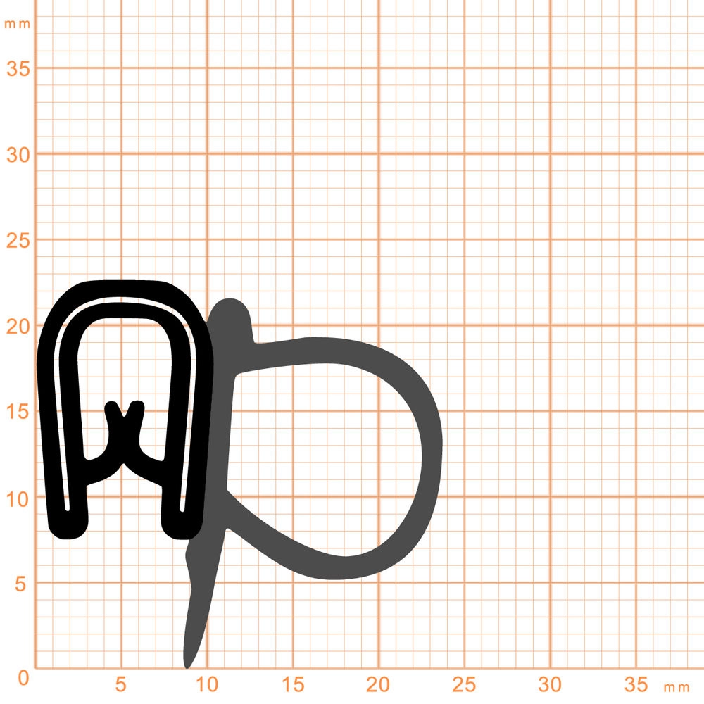 Kantenschutz Dichtprofile - Kantenschutzprofil | Klemmbereich: 1 – 4 mm | Farbe: schwarz