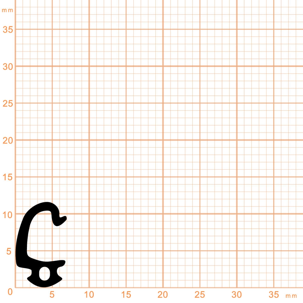Lippendichtungen - Anschlagdichtung mit Schlauch für Heroal | 7 mm Höhe | Farbe: schwarz