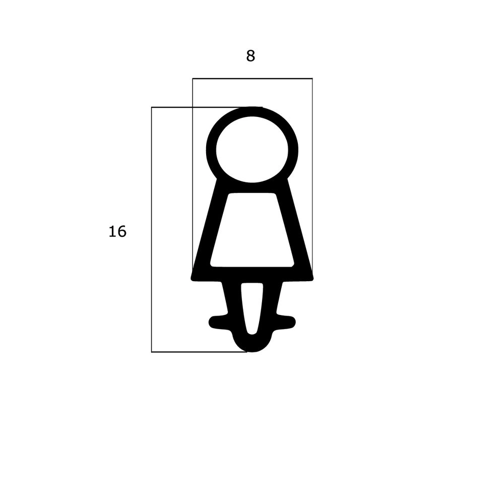 Mitteldichtungen - Mitteldichtung für Metall- und Alufenster | 16 mm Höhe | Farbe: schwarz