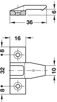 Verbinder & Bodenträger - Rahmenteil von Häfele | Modell: Keku AS | Bohrabstand: 32 mm