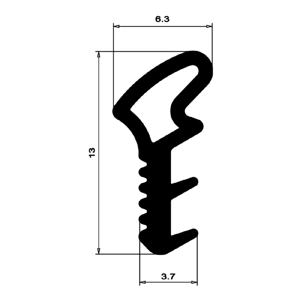 Stahlzargendichtung für Stahlprofile | 6,3 mm Breite | Farbe: schwarz