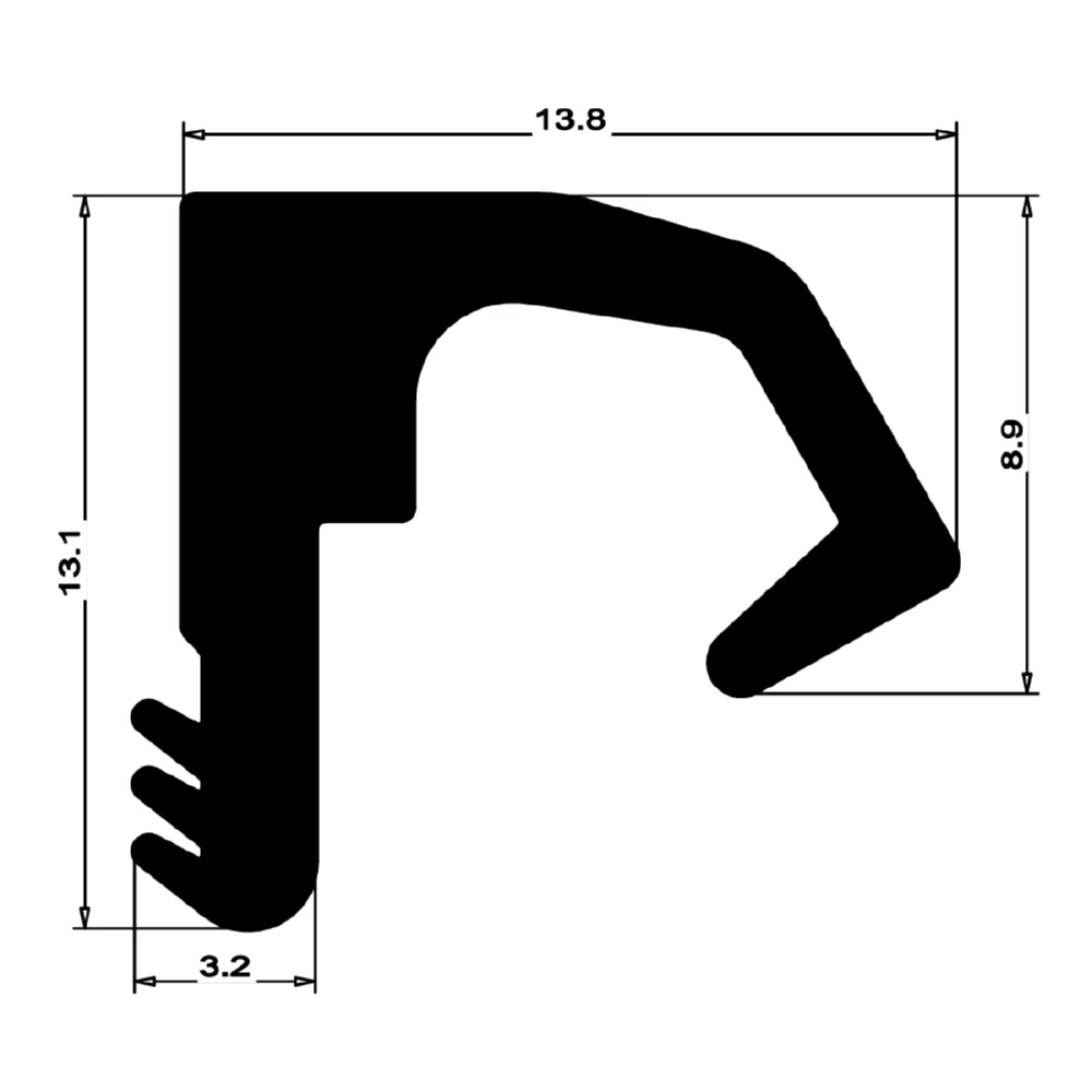 Hebeschiebetürdichtung | Höhe: 12,5 mm | Farbe: braun