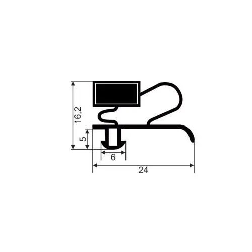 Kühlschrankdichtungsrahmen | 16,2 mm Höhe | Farbe: grau